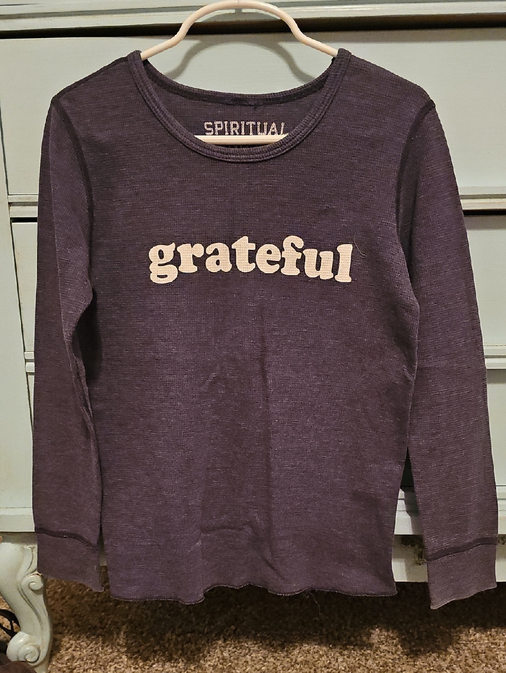 Spiritual Gangster 'grateful' Long Sleeve Tee - Navy Blue